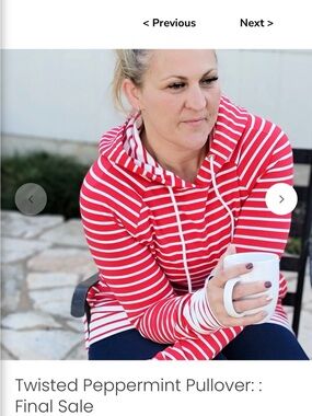 7 Degrees Twisted Peppermint Pullover Red & White Striped Hooded Pullover